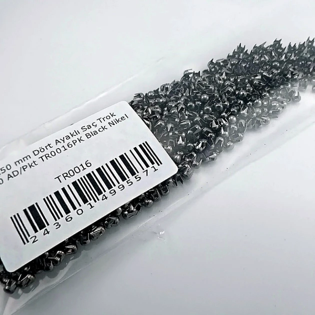 Tırnaklı Saç Trok 3,5 mm Siyah Nikel Renk Süs Trok (750 Ad/Paket) TR0016PKB