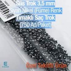 Tırnaklı Saç Trok 3,5 mm Siyah Nikel Renk Süs Trok (750 Ad/Paket) TR0016PKB