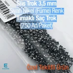 Tırnaklı Saç Trok 3,5 mm Siyah Nikel Renk Süs Trok (750 Ad/Paket) TR0016PKB
