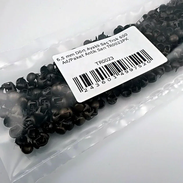 Metal Trok 6,5 mm Antique Yellow Four Legged Prong Stud (600 pcs / Package) TR0023PKA