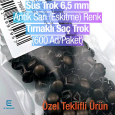 Tırnaklı Saç Trok 6,5 mm Antik Sarı Renk Süs Trok (600 Ad/Paket) TR0023PKA