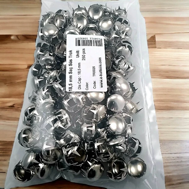 Tırnaklı Trok 18. 50 mm Nikel Gümüş Renk Süs Saç Trok (250 Ad/Paket) TR0025PK