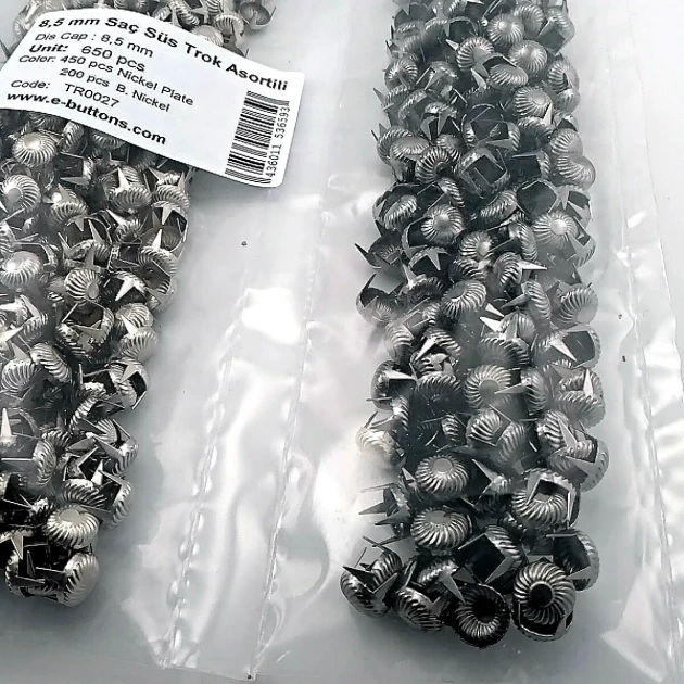 Tırnaklı Trok 8,5 mm Asorti Girdap Desenli Süs Saç Trok (650 Ad/Paket) TR0027PKAS