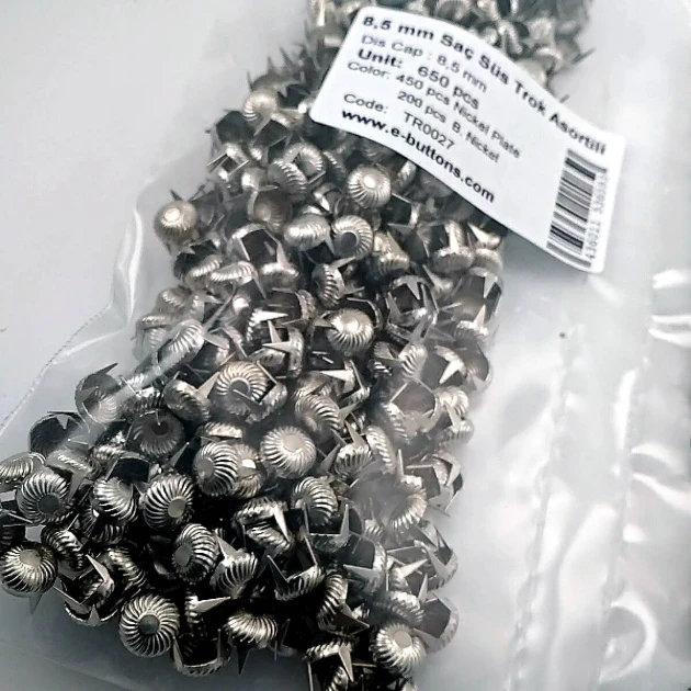 Tırnaklı Trok 8,5 mm Asorti Girdap Desenli Süs Saç Trok (650 Ad/Paket) TR0027PKAS