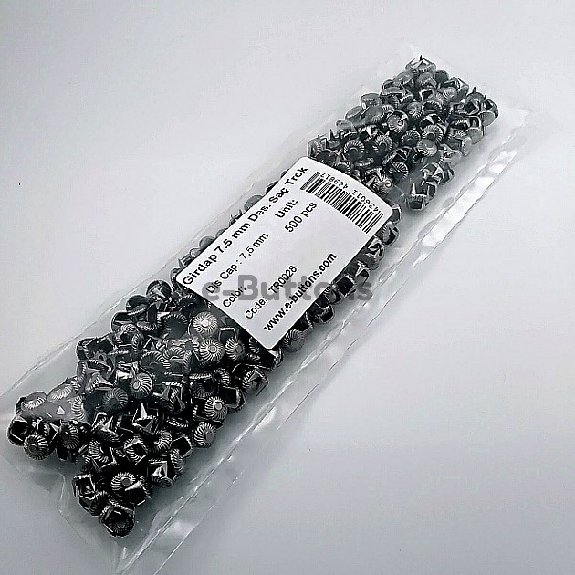 Metal Trok Black Nickel 7.5 mm Prong Stud Swirl Pattern Six Legged (500 pcs / Package) TR0028PK