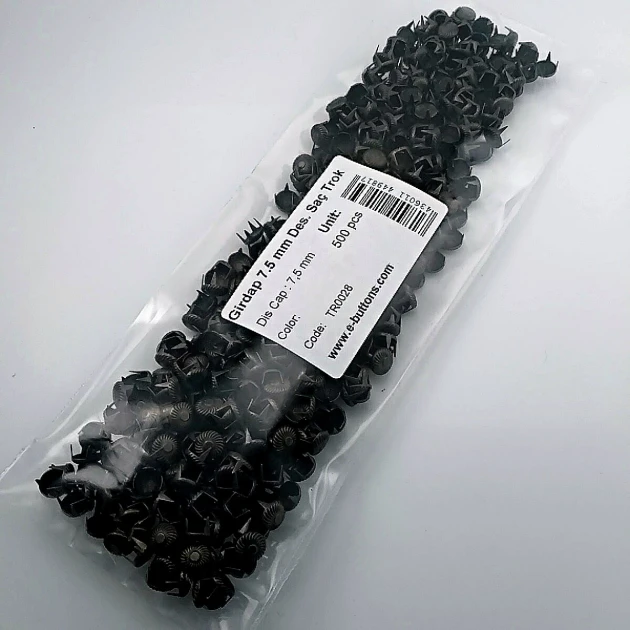 Tırnaklı Trok 7.5 mm Antik Sarı Renk Girdap Desenli Süs Saç Trok (500 Ad/Paket) TR0028PK06