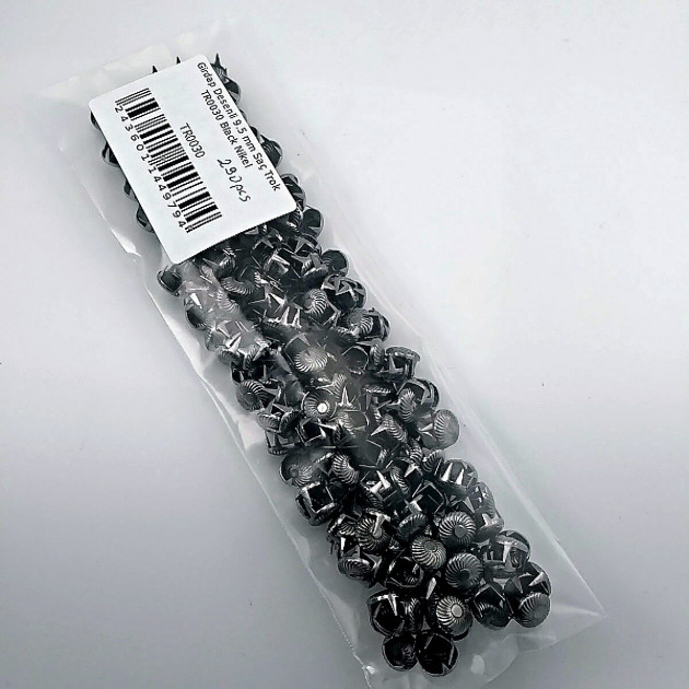 Tırnaklı Saç Trok 9.5 mm Siyah Nikel Renk Girdap Desenli Süs Trok (290 Ad/Paket) TR0030PKB