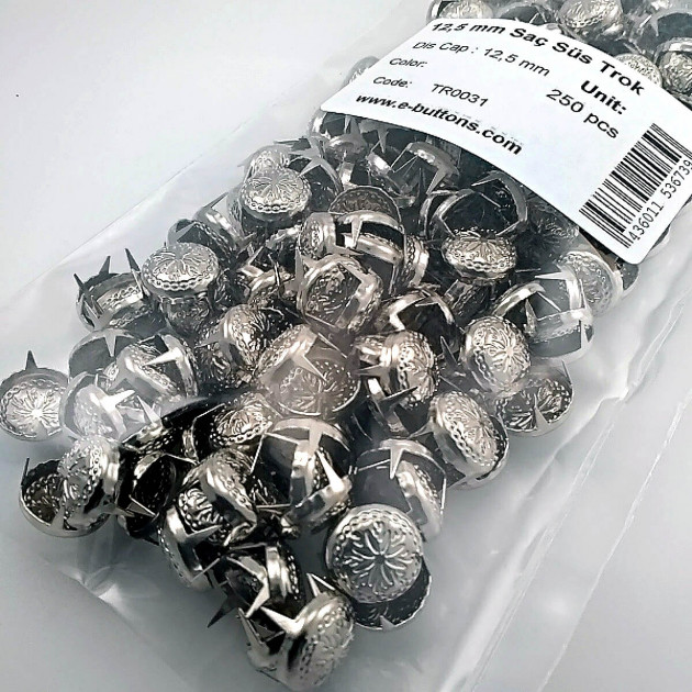 Patterned Metal Trok 12. 50 mm Six Legged Prong Stud (250 pcs / Package) TR0031PK