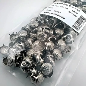 Süs Trok 12. 50 mm Nikel Gümüş Renk Desenli Tırnaklı Saç Trok (250 Ad/Paket) TR0031PK
