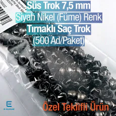 Tırnaklı Saç Trok 7,5 mm Siyah Nikel Renk Süs Trok (500 Ad/Paket) TR0032PKB