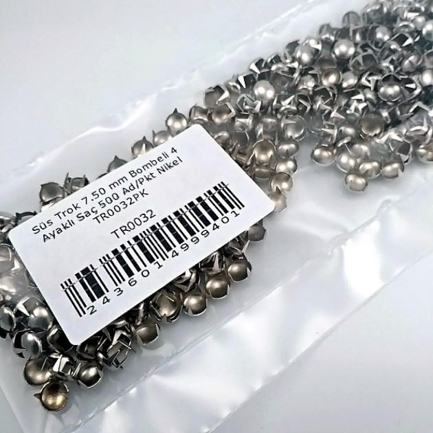 Metal Trok 7,5 mm Nickel Four Legged Prong Stud (500 pcs / Package) TR0032PKN