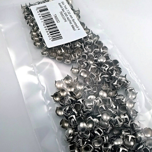 Metal Trok 7,5 mm Nickel Four Legged Prong Stud (500 pcs / Package) TR0032PKN