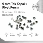9 mm (0.35") Cap / 7.5 mm (0.30") Post Steel Single Cap Rivet – 1000 Pieces R0005