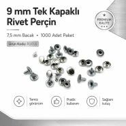 9 mm (0.35") Cap / 7.5 mm (0.30") Post Steel Single Cap Rivet – 1000 Pieces R0005