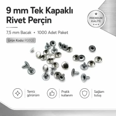 9 mm (0.35") Cap / 7.5 mm (0.30") Post Steel Single Cap Rivet – 1000 Pieces R0005