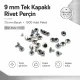 9 mm (0.35") Cap and 7.5 mm (0.30") Post Steel Single Cap Rivet - 1000 Pieces, Durable Stainless Steel Rivets for Crafting
