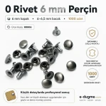 0 Rivet 6 mm (0.24") Cap / 6-6.5 mm (0.24"-0.26") Post Steel Rivet – 1000 Pieces R0006