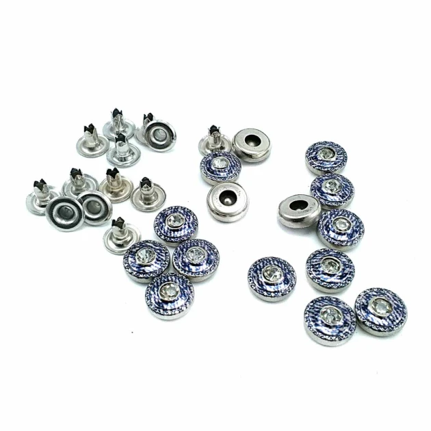 Rhinetone Blue Striped Rivet 10 mm