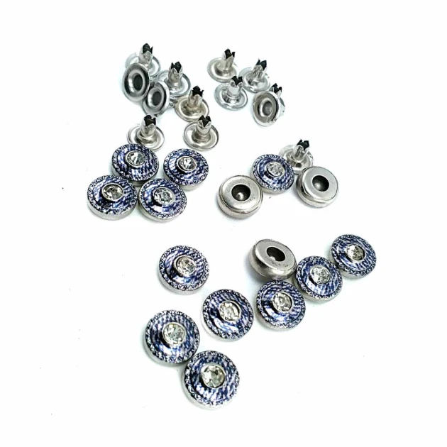 Rhinetone Blue Striped Rivet 10 mm