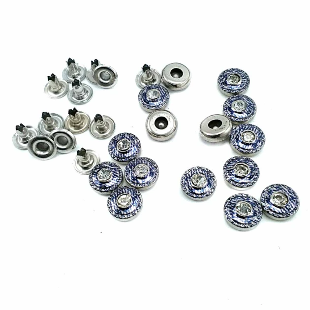 Rhinetone Blue Striped Rivet 10 mm