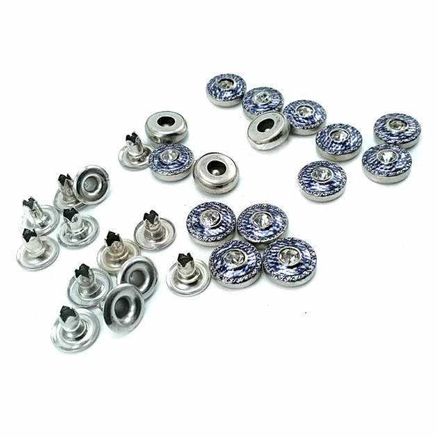 Rhinetone Blue Striped Rivet 10 mm