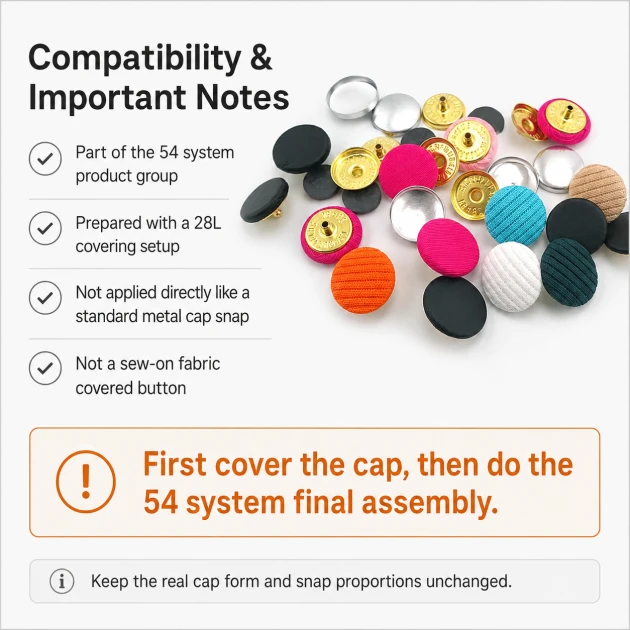 28L / 17 mm Fabric Covered Snap Buttons, 100 pcs Pack - Ideal for jackets, coats, and accessories