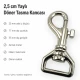 2,5 cm özel kaplamalı gemici kanca, dayanıklı metal tasarım, kayış ve kemer sistemleri için ideal