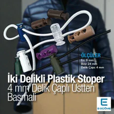 İki Delikli 4 mm Delik Çaplı Üstten Basmalı Plastik Stoper - Sade Model H004416