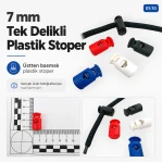 Tek Delikli Plastik Stoper 7 mm Kordon Girişli Üstten Basmalı H005010
