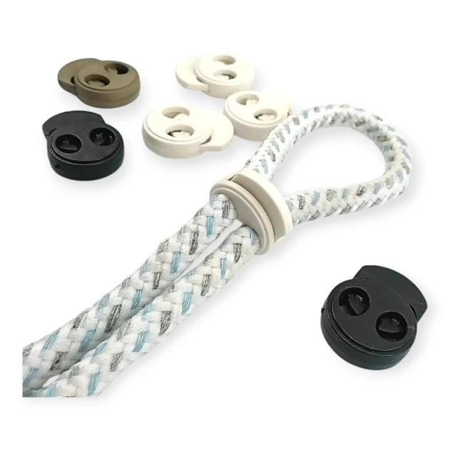 Yuvarlak Model Stoper - İki Delikli Plastik Stoper 5 mm Delik Çaplı Üstten Basmalı H008023K