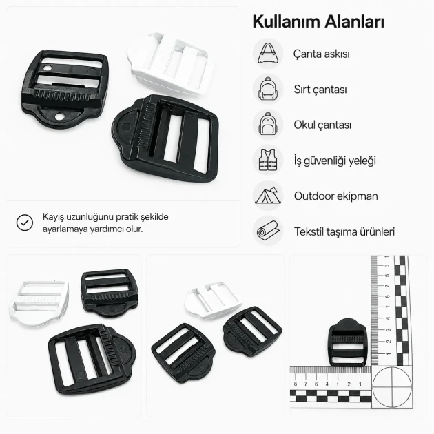 Merdiven Toka 2,5 cm Plastik Askı Ayar Tokası Çanta ve Kayış Tokası