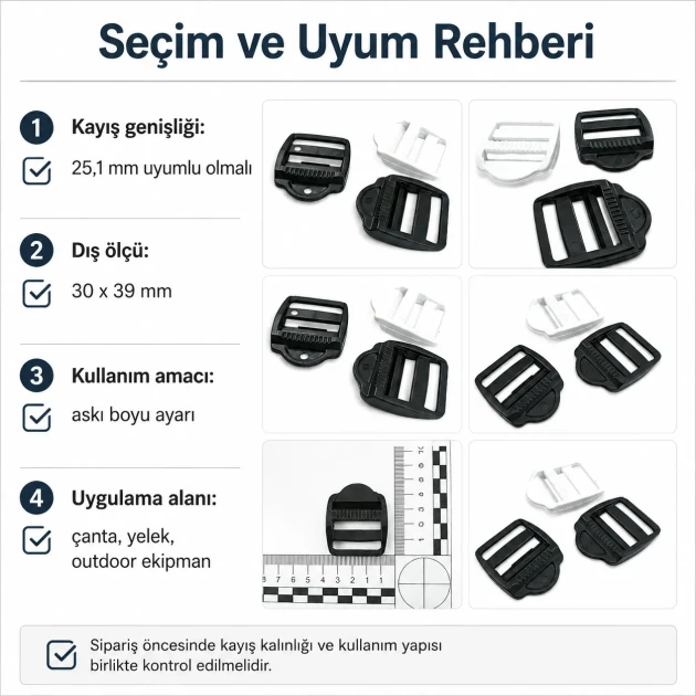 Merdiven Toka 2,5 cm Plastik Askı Ayar Tokası Çanta ve Kayış Tokası