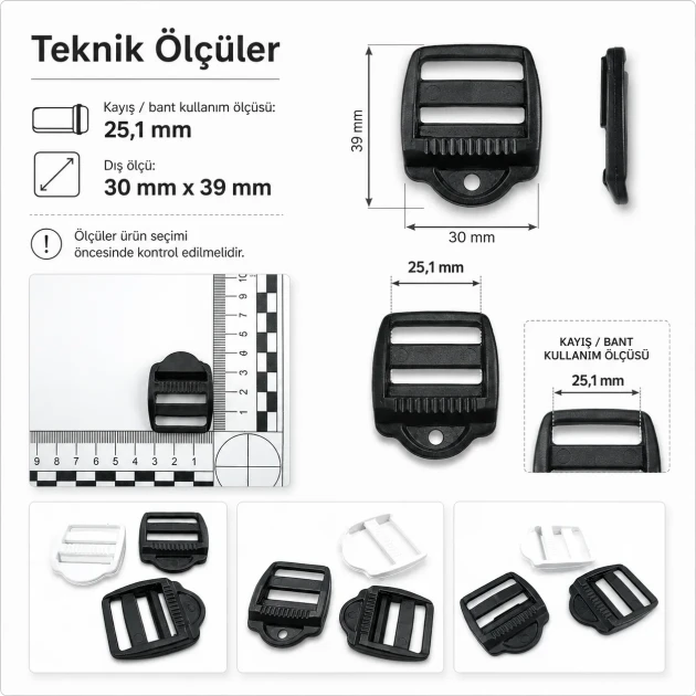 Merdiven Toka 2,5 cm Plastik Askı Ayar Tokası Çanta ve Kayış Tokası