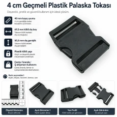 4 cm / 1.57 in Snap Bandolier Buckle Snap Plastic Buckle H005503