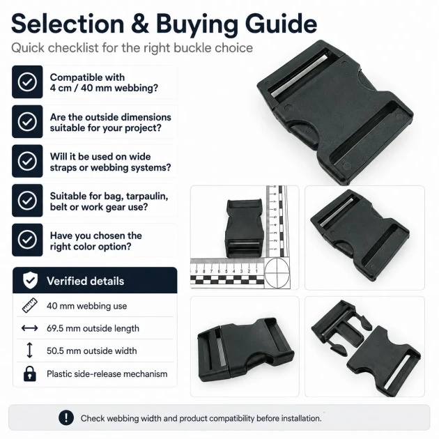 4 cm / 1.57 in Snap Bandolier Buckle Snap Plastic Buckle H005503 for bags, shoes, and textile products