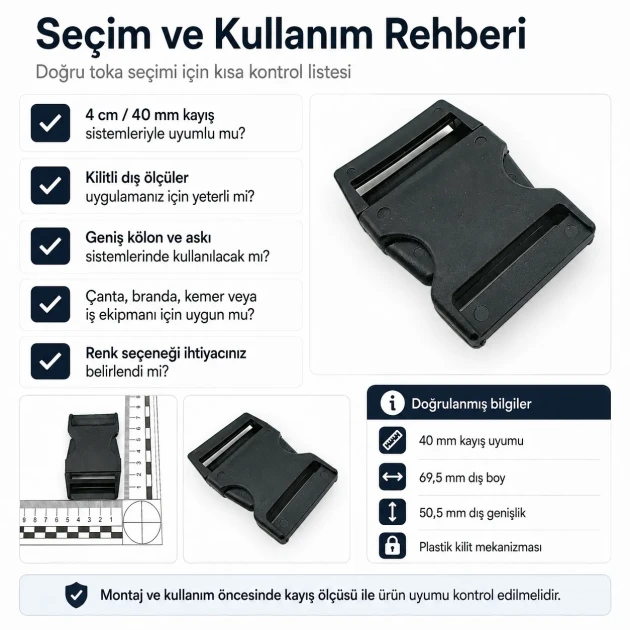 4 cm / 1.57 in Snap Bandolier Buckle Snap Plastic Buckle H005503 for bags, shoes, and textile products