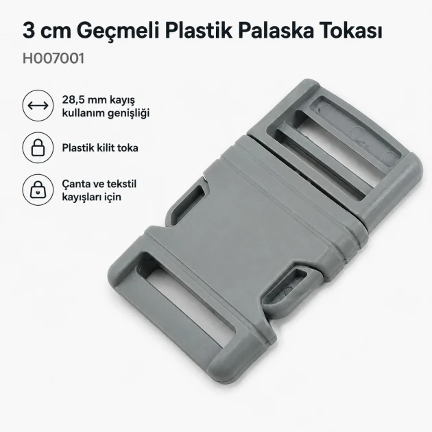 Snap Plastic Buckle 3 cm / 1.18 in for bags and accessories
