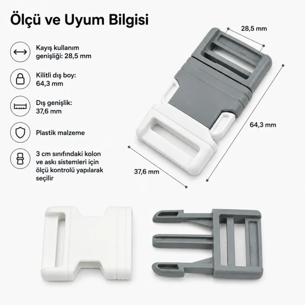 Snap Plastic Buckle 3 cm / 1.18 in for bags and accessories