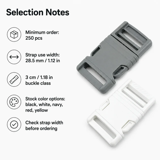 Snap Plastic Buckle 3 cm / 1.18 in for bags and accessories