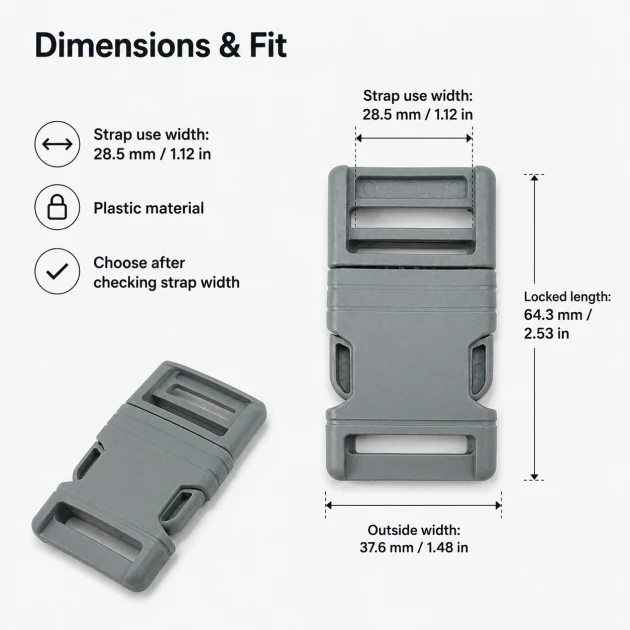 Snap Plastic Buckle 3 cm / 1.18 in for bags and accessories