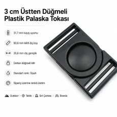 Plastik Palaska Tokası 3 cm Üstten Düğmeli Plastik Toka H007012