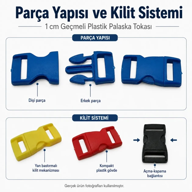 Snap Plastic Buckle 1 cm / 0.4 in for bags, shoes, and textile products