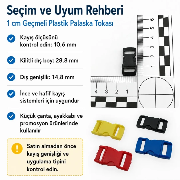 Snap Plastic Buckle 1 cm / 0.4 in for bags, shoes, and textile products