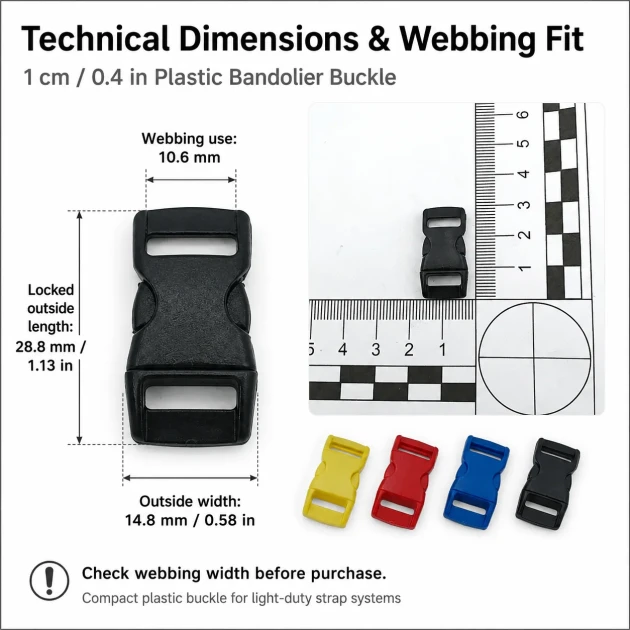 Snap Plastic Buckle 1 cm / 0.4 in for bags, shoes, and textile products