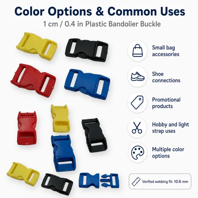 Snap Plastic Buckle 1 cm / 0.4 in for bags, shoes, and textile products