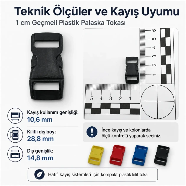 Snap Plastic Buckle 1 cm / 0.4 in for bags, shoes, and textile products
