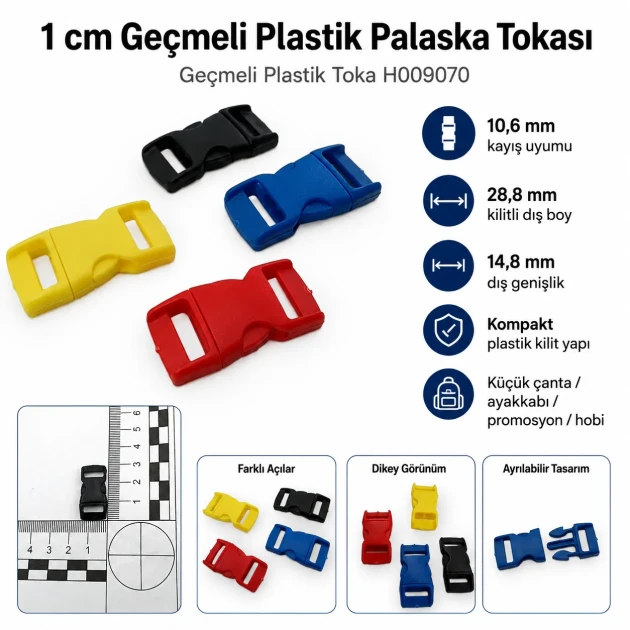 Snap Plastic Buckle 1 cm / 0.4 in for bags, shoes, and textile products