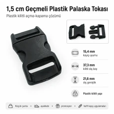 1.5 cm / 0.59 in Plastic Bandolier Buckle Snap Plastic Buckle H009071