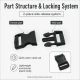1.5 cm / 0.59 in Plastic Bandolier Buckle Snap Plastic Buckle for bags, shoes, and various textile applications