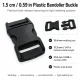 1.5 cm / 0.59 in Plastic Bandolier Buckle Snap Plastic Buckle for bags, shoes, and various textile applications